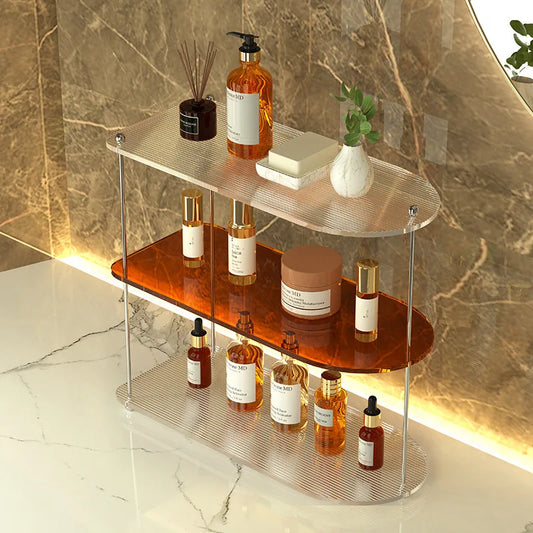 Acrylic Bathroom Organiser Rack Luxury Makeup Cream Skincare Perfume Storage Holder Home Tabletop Shampoo Shelf 3 Colors