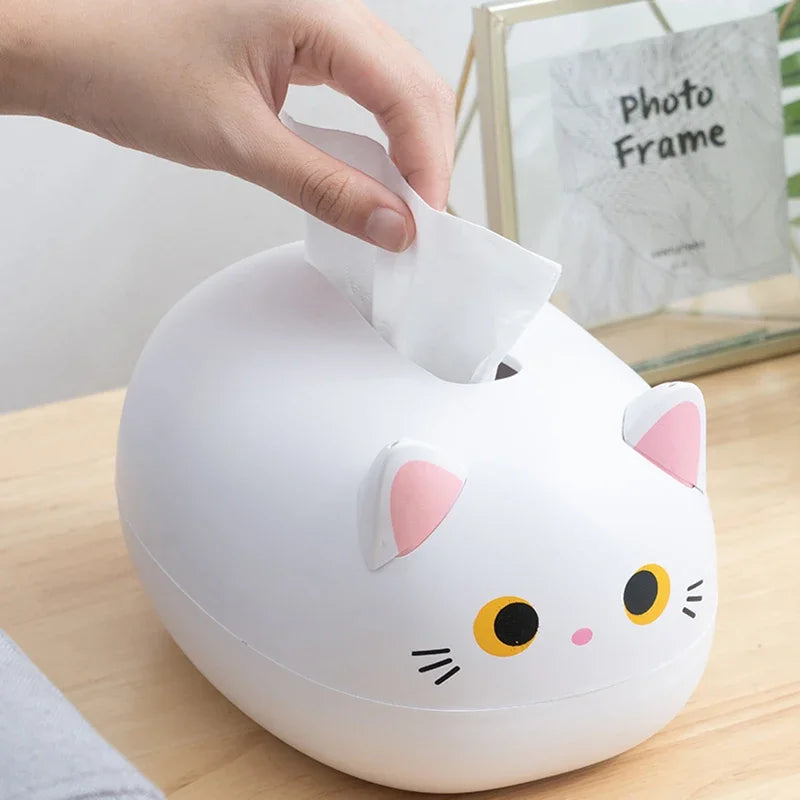 Kawaii Cat Tissue Box Living room Napkin Storage Box Kitchen Paper Container