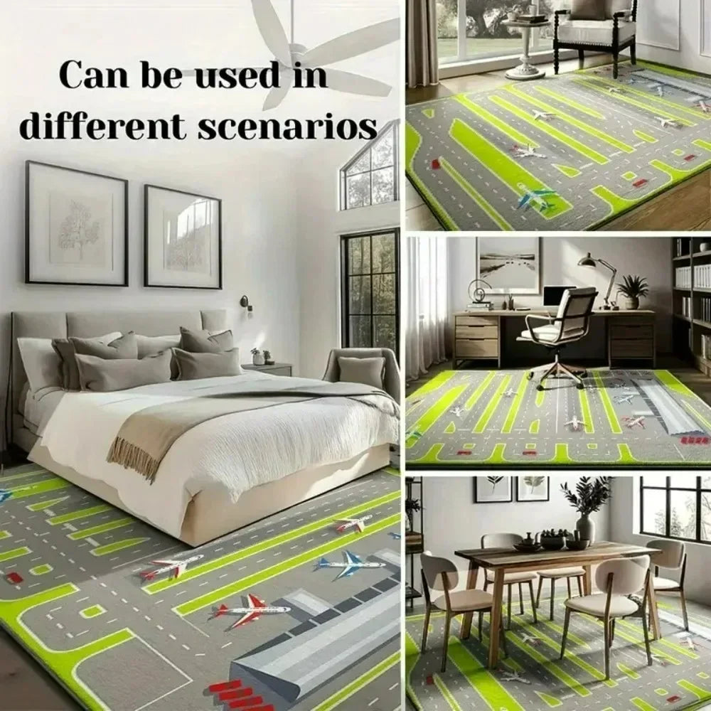 Playful Interactive Traffic Play Mat Non-Slip Learning Rug for Kids Room or Play Area – Compatible with Toy Cars, Home Decor