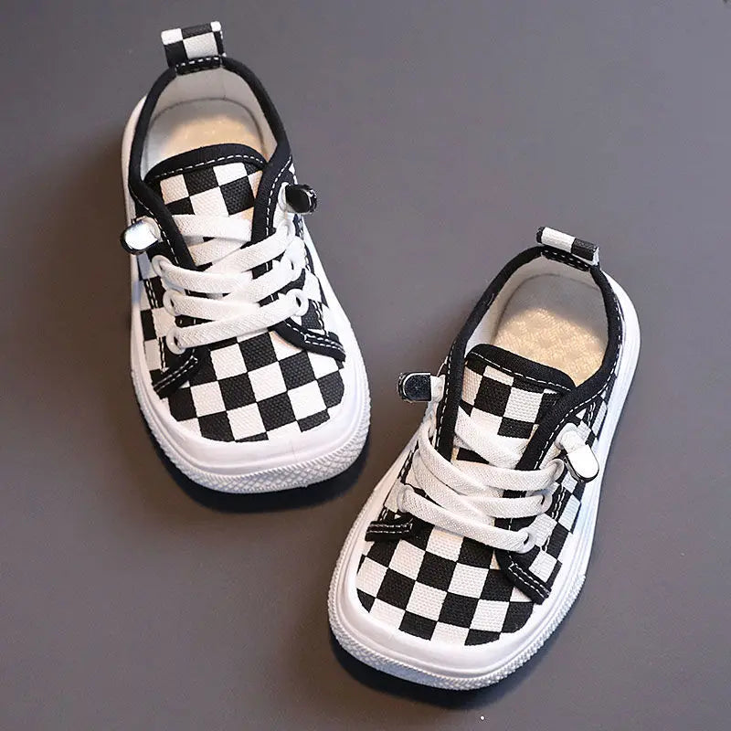 Girls Non-slip Tennis Shoes Infant Toddlers Square Toe Children's Sport Shoes Breathable Causal Lace Up Canvas Sneakers Boys