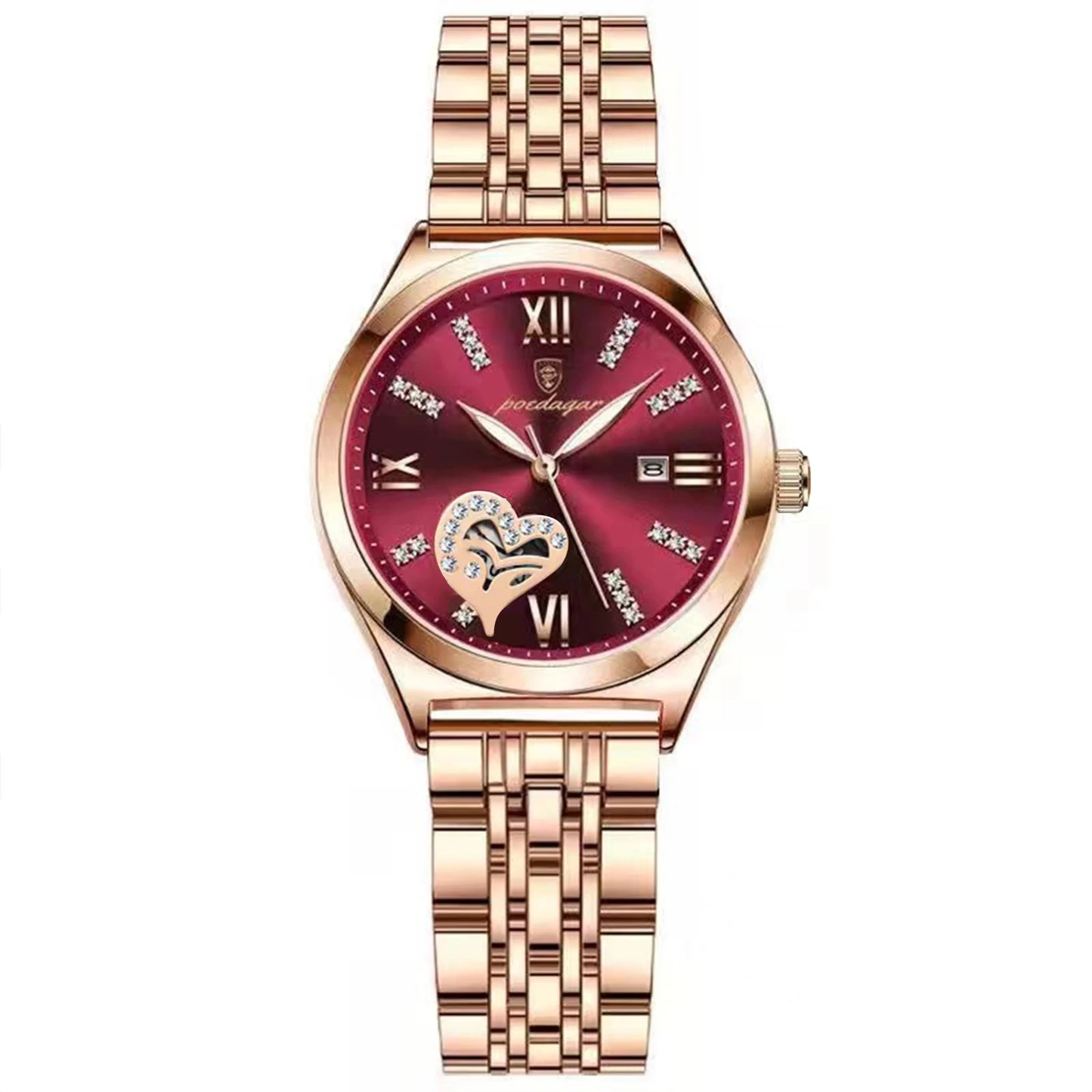 POEDAGAR Luxury Watches For Women Waterproof Luminous Date Stainless Steel Woman Watch Elegant Fashion Quartz Ladies Wristwatch