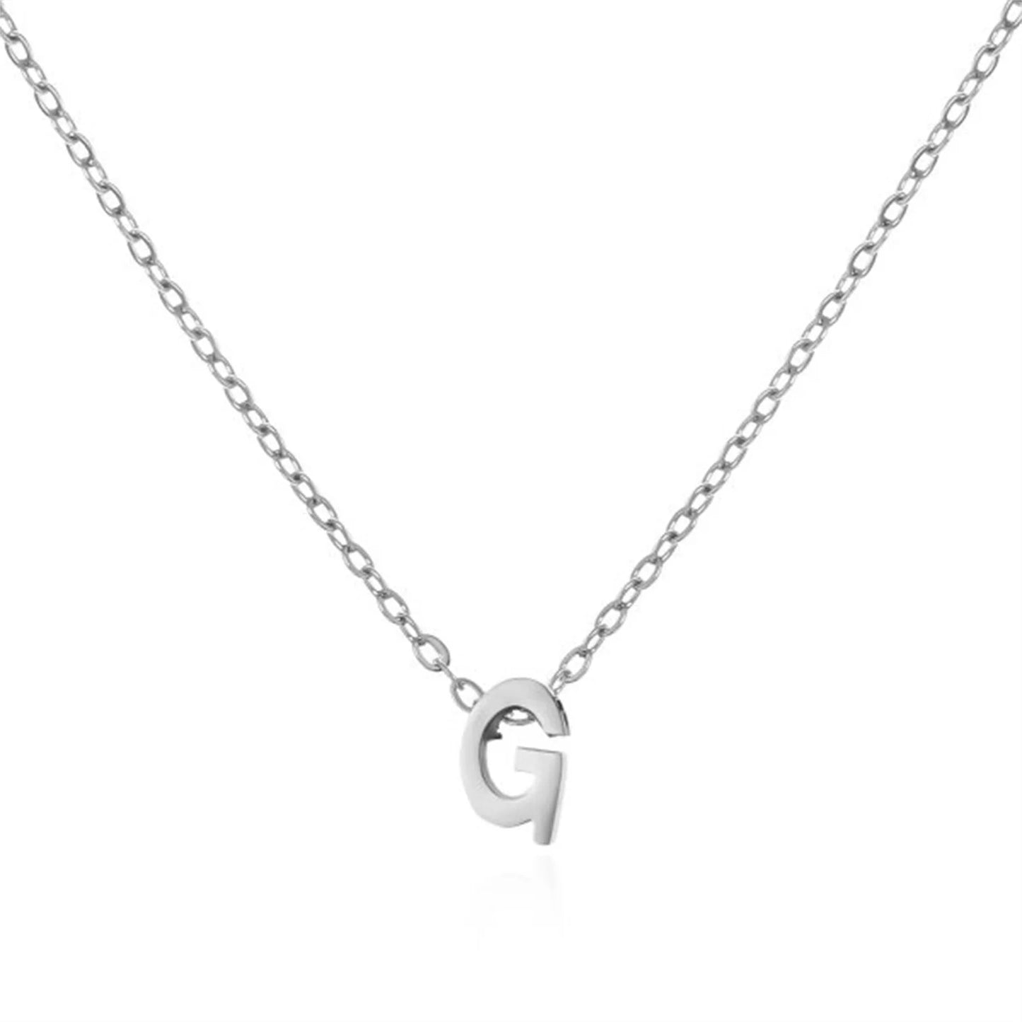 Silver Color Tiny A-Z Initial Letter Necklace for Women Stainless Steel 26 Alphabet Name Pendant Necklaces Jewelry Birthday Gift