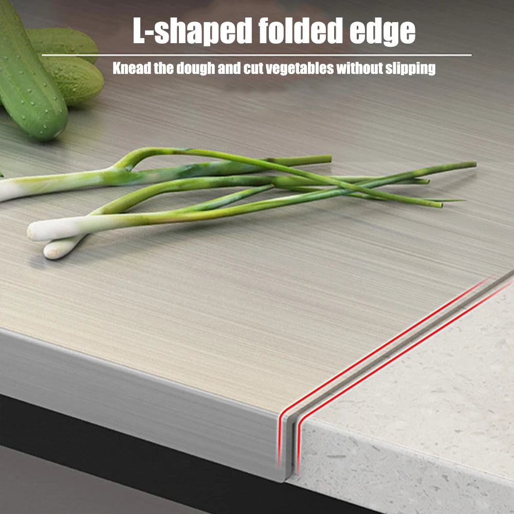 L-shaped Chopping Board Stainless Steel Large Size Doublesided Chopping Board Kitchen Tool Home Fruit Cutting And Kneading Panel