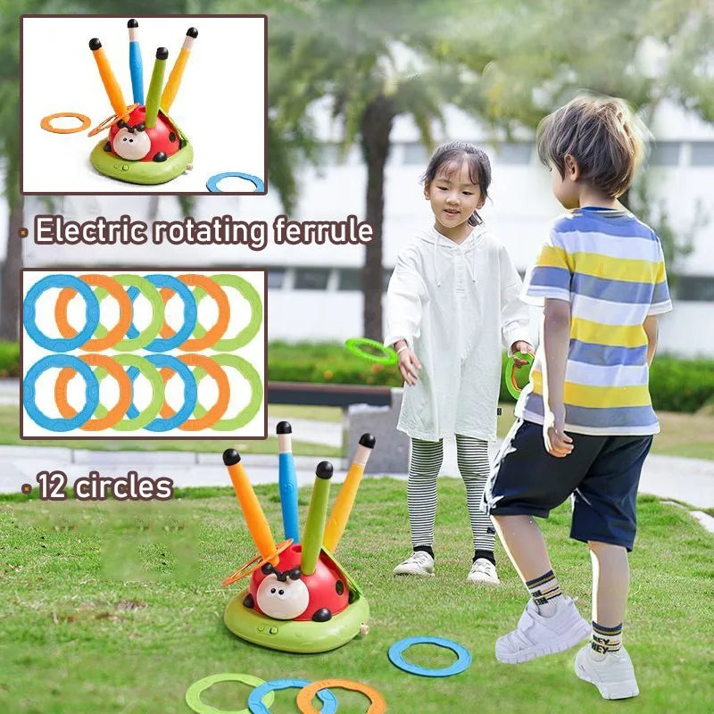 5 in 1 Ladybug Ring Toy With Musical Jump and Ring Toss Game Stomping Launch Toys Launcher Toy for Kids Children's Day Gifts