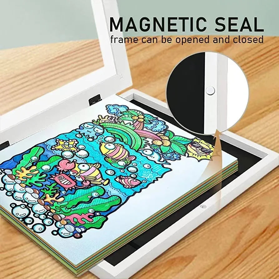 Magnetic Kids Art Frame – Front-Opening Display for Drawings & Photos