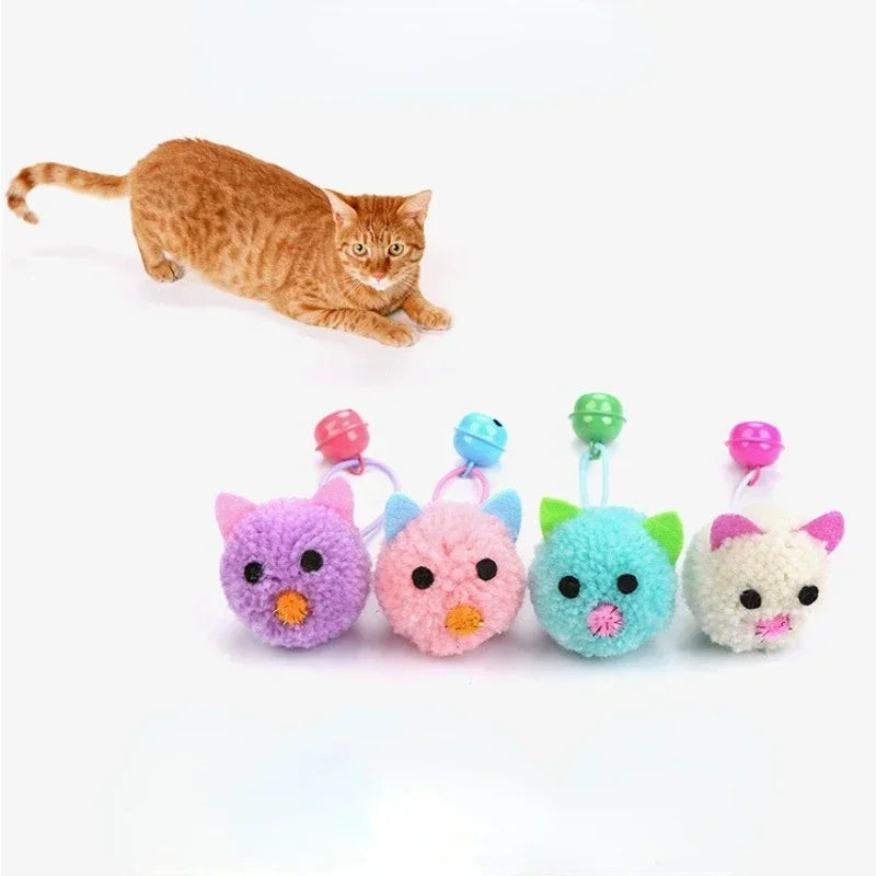 Cat Toys Interactive Plush Mouse Head Shaped Pet Toys With Bell Kitten Cats Playing Scratch Training Toy