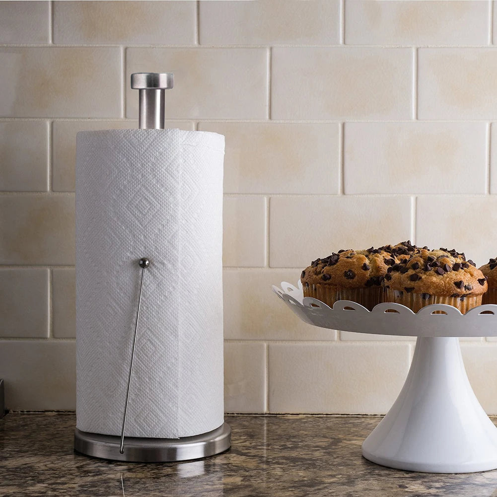 Stainless Steel Round Base Standing Tissue Roll Holder