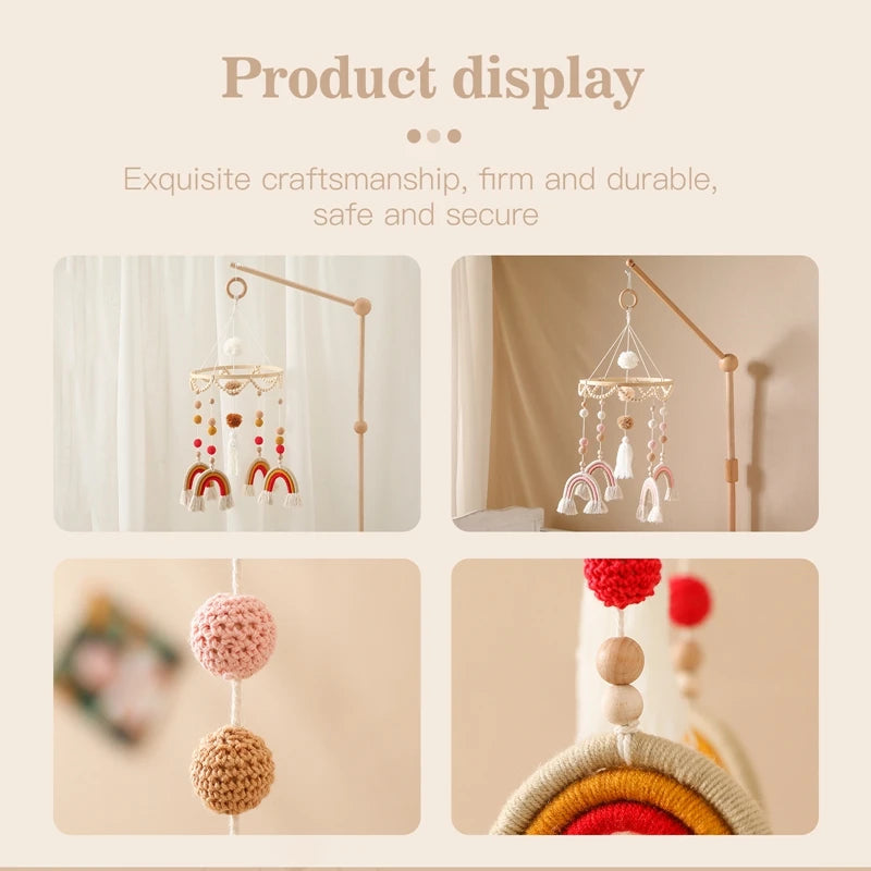 Baby Toys Wooden Rattles Nordic Style Rainbow Infant Crib Mobile Bed Bell Room Decor Kids Musical Hanging Toy Birthday Gifts