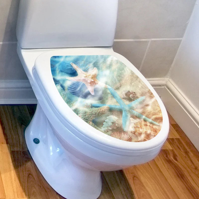 1pc DIY Undersea Animal Pattern Bathroom Decor 3D Toilet Seat Sticker PVC Art Wallpaper Removable Bathroom Decals Toilet Sticker