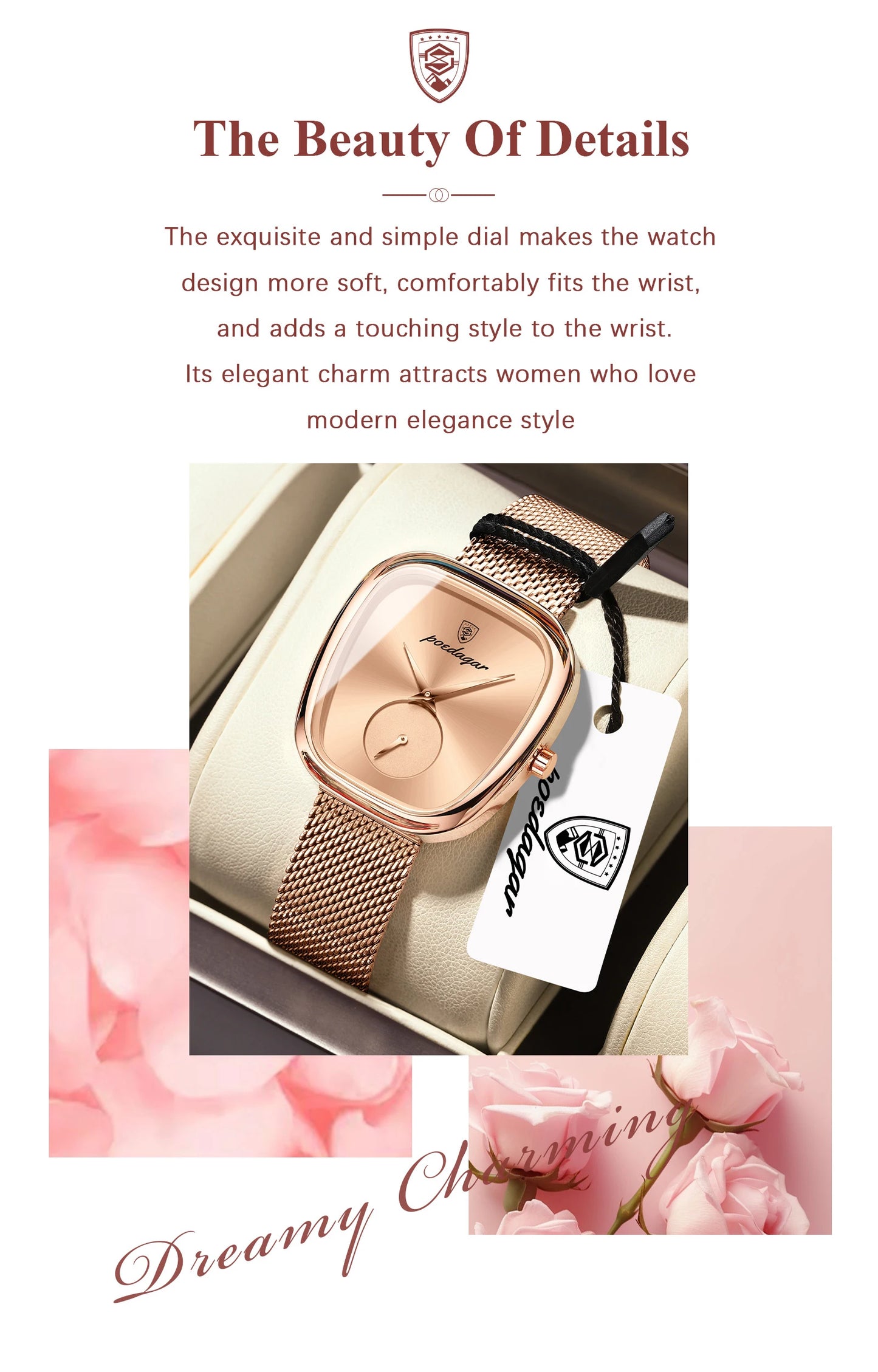 POEDAGAR Top Elegant Fashion Woman Wristwatch Waterproof Stainless Steel Ladies Watch Luxury Women's Quartz Watches Female Reloj