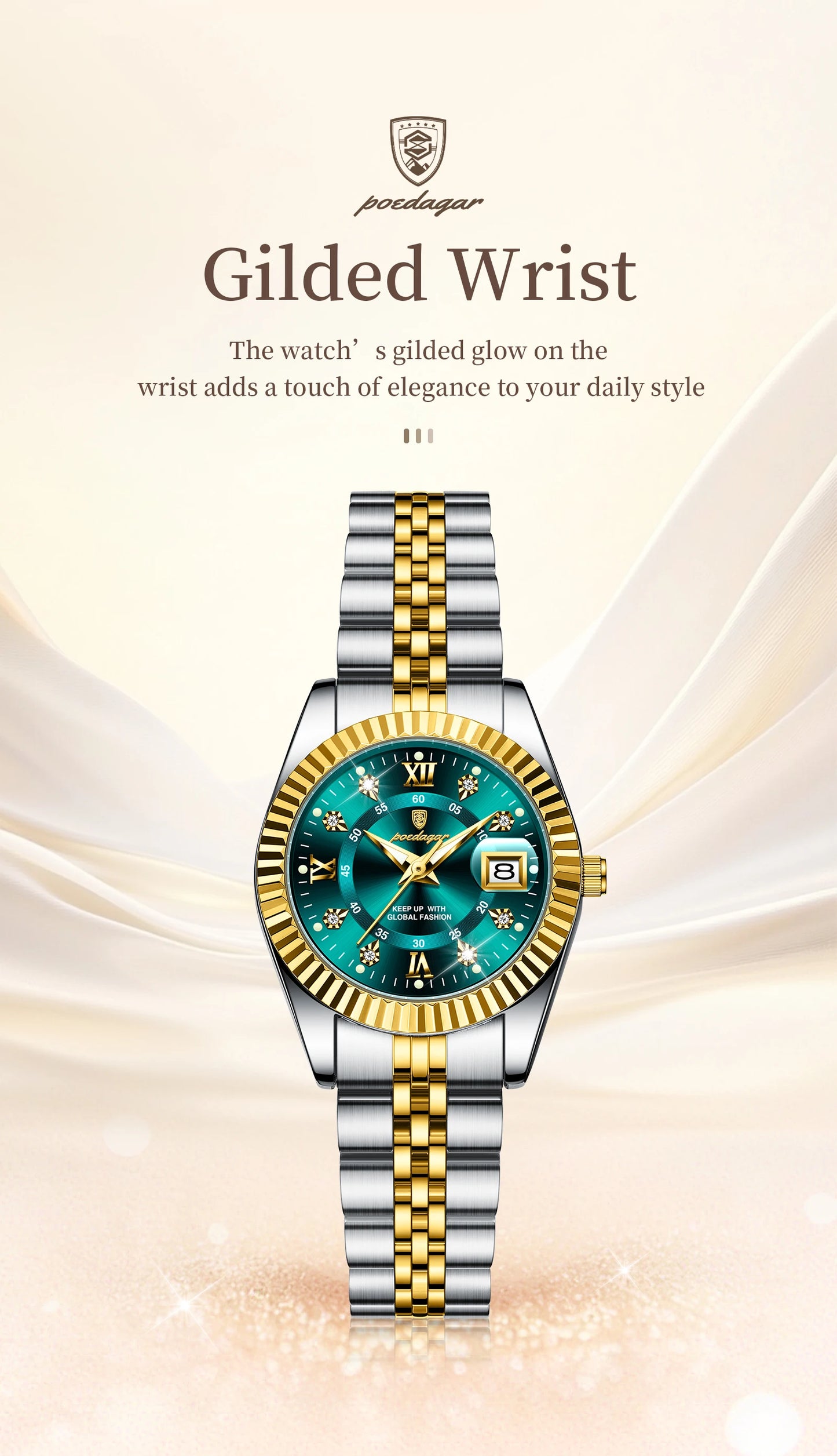 POEDAGAR Top Luxury Couple's Watches Luminous Date Classic Watches For Couple Quartz Stainless Steel Couple Watch Lovers Set+Box