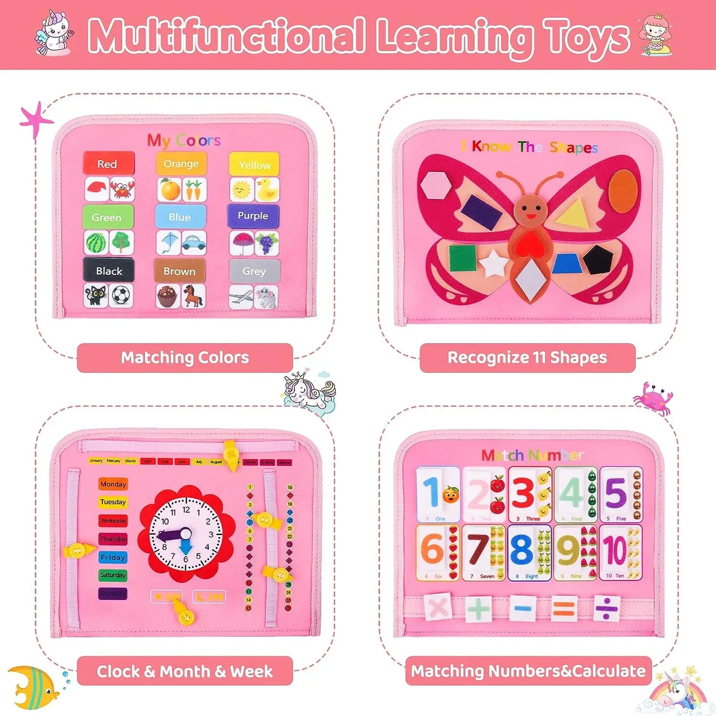 Busy Board Montessori Toys For Toddler Sensory Learning Fine Motor Skills Toys EducationalTravel Activity For Xmas Kids Gifts