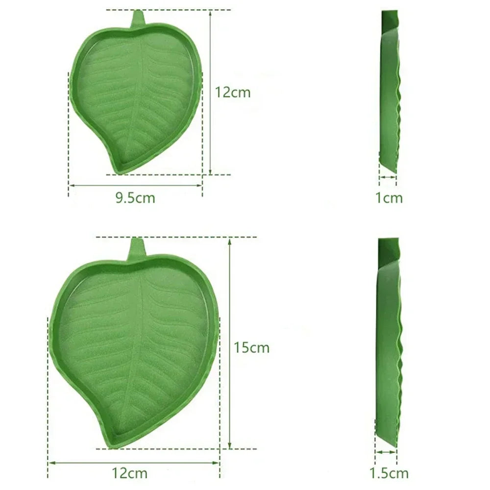 Leaf-Shaped Plastic Reptile Feeder – Small Pet Food & Water Tray for Turtles and Aquarium Habitats