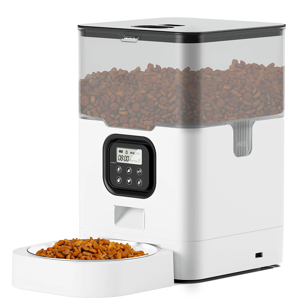 4L Automatic Pet Feeder APP Smart Cat Feeder Dog Slow Food Dispenser with Stainless Steel Bowl Voice Timer