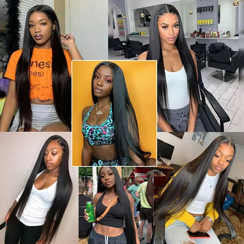 30 40 Inch 13x4 13x6 Straight HD Lace Frontal Wigs Brazilian Remy Lace Front Human Hair Wig Pre Plucked For Women 200 Density