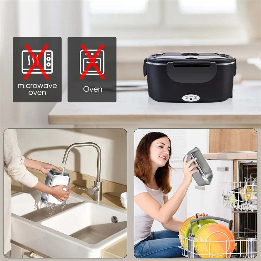 2 in 1 Car Home Portable Electric Lunch Box 12V/24V/110V/220V