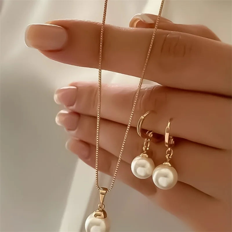 3Pc Pearl Jewelry Set