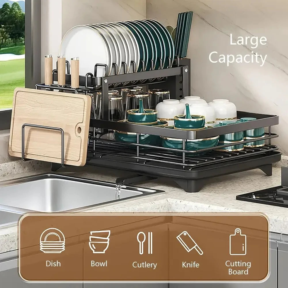 A Tray for Kitchen Sinks, Featuring a Dish Rack And a Water Collection Plate, Multifunctional Draining Rack