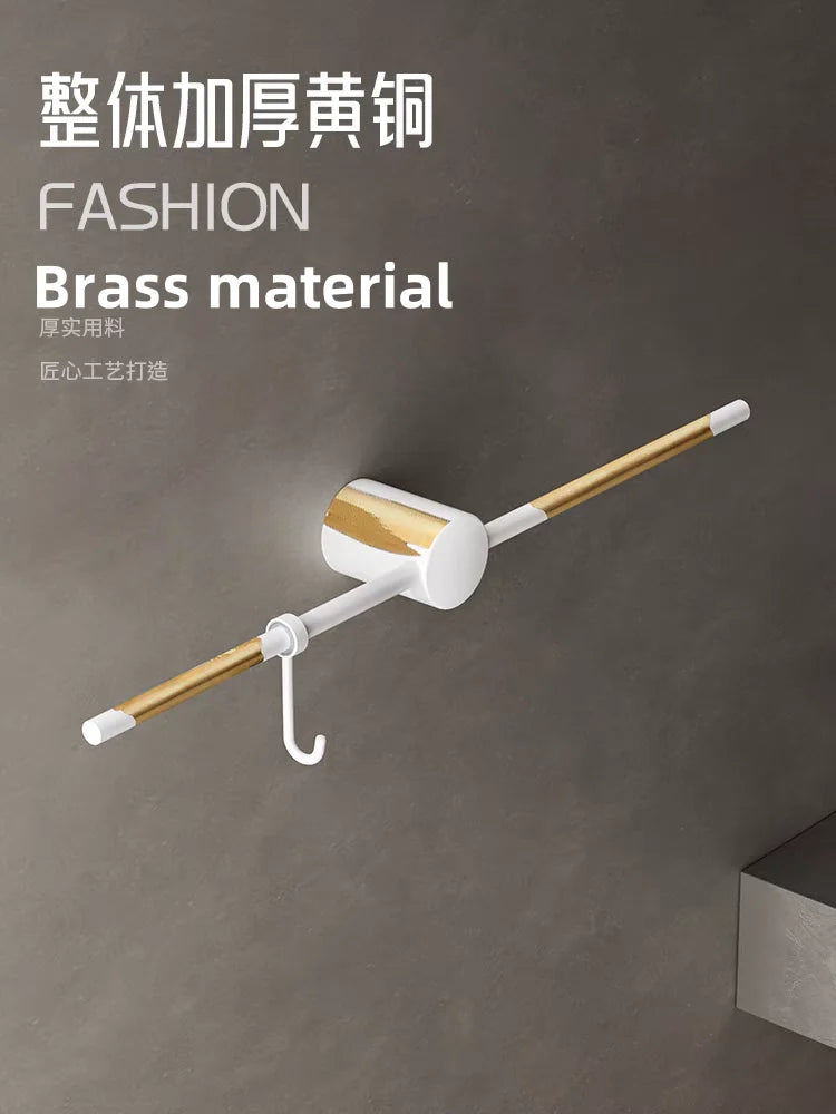 Bathroom Towel Rack Brass Wall-mounted Toilet Space White Bar Storage Rail Shelf Bathroom Hardware Set Accessories Hanger