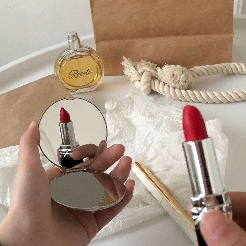 1pc Portable Women Stainless Steel Makeup Hand Pocket Mirror