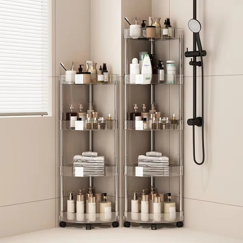 Shelf Trolley Bathroom Organiser Shelves Kitchen Home Large Capacity Storage Rack Acryl Cart Corner Cosmetic Organiser Supplies