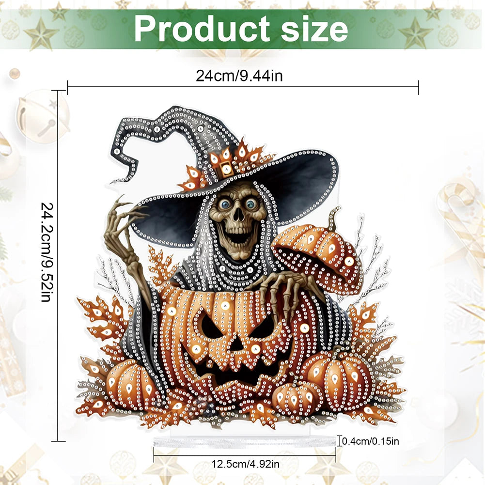 Halloween Special Shape Skull Witch Table Top Diamond Painting Ornament Kits Rhinestones Desktop Ornaments for Home Office Decor