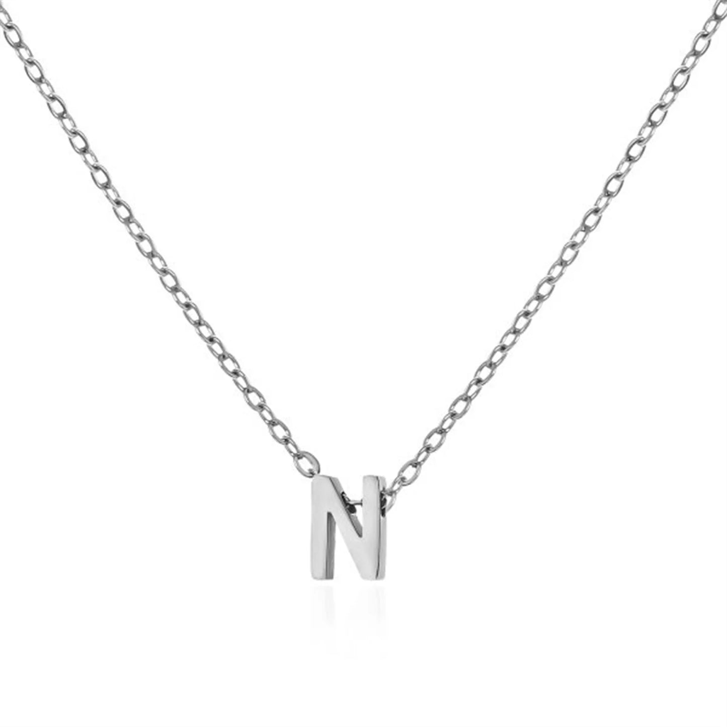 Silver Color Tiny A-Z Initial Letter Necklace for Women Stainless Steel 26 Alphabet Name Pendant Necklaces Jewelry Birthday Gift