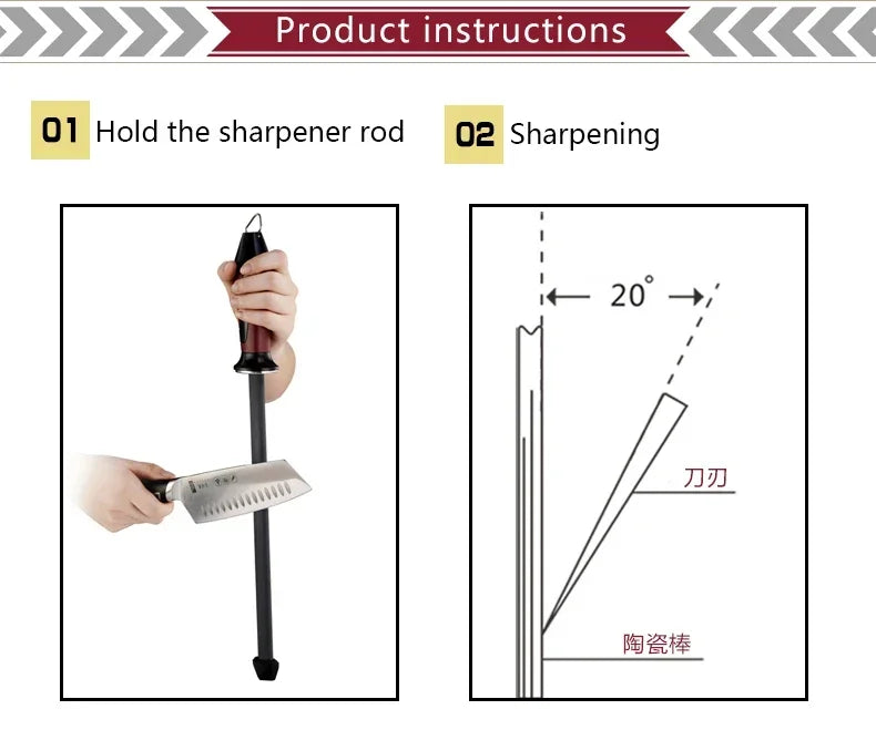 V-SAN Professional Kitchen Knife Sharpener Rod With Comfortable Handle Ceramic high-performance sharpening tool -TV1703 musats