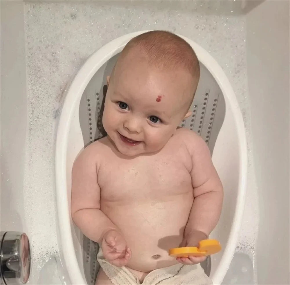 Baby Bath Tub Silicone Mesh Support Non Slip Base Newborn Foot Bath Bucket household Soft Touch Bathroom Bath Tub Gray