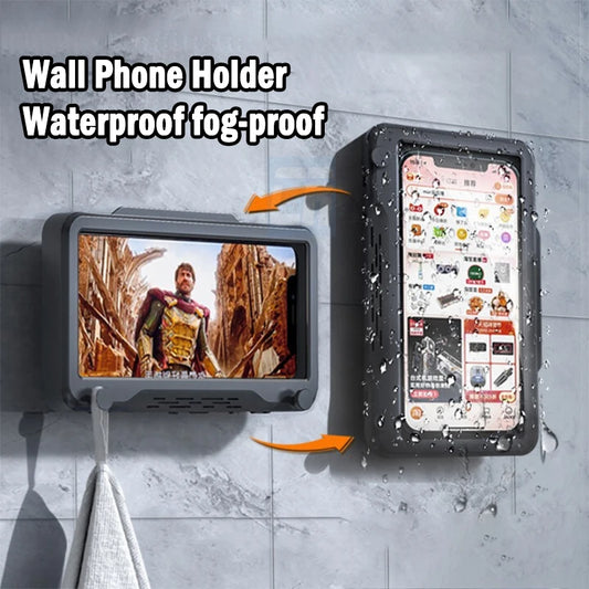 Bathroom Waterproof Adjustable Rotation Wall Mount Phone Holder Stick Anti-fog Touch Screen Phone Stand Self-adhesive