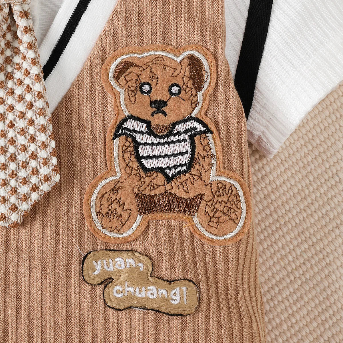New Gentlemen Romper with Tie Short Sleeved Baby Onesie Summer Daily Wear Jumpsuit Birthday Clothing for Toddler Boy 1-18 Months