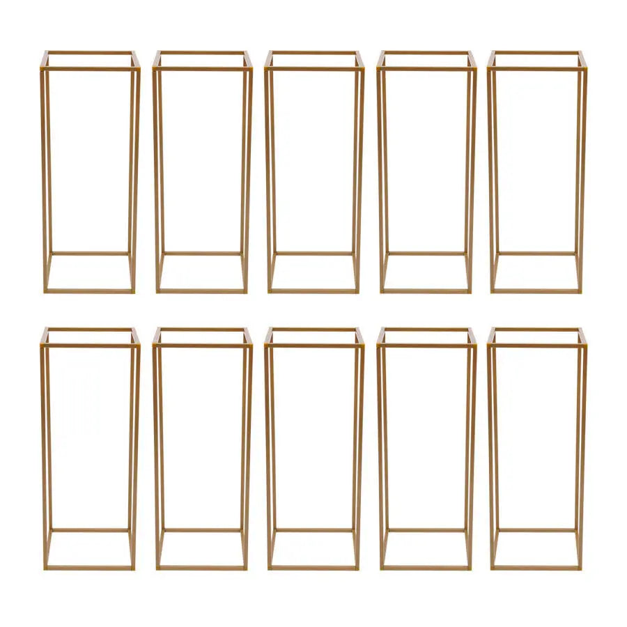 10PCS Gold Metal Wedding Flower Stand Floor Vases Flowers Column Road Lead Rack For Party Event Anniversary