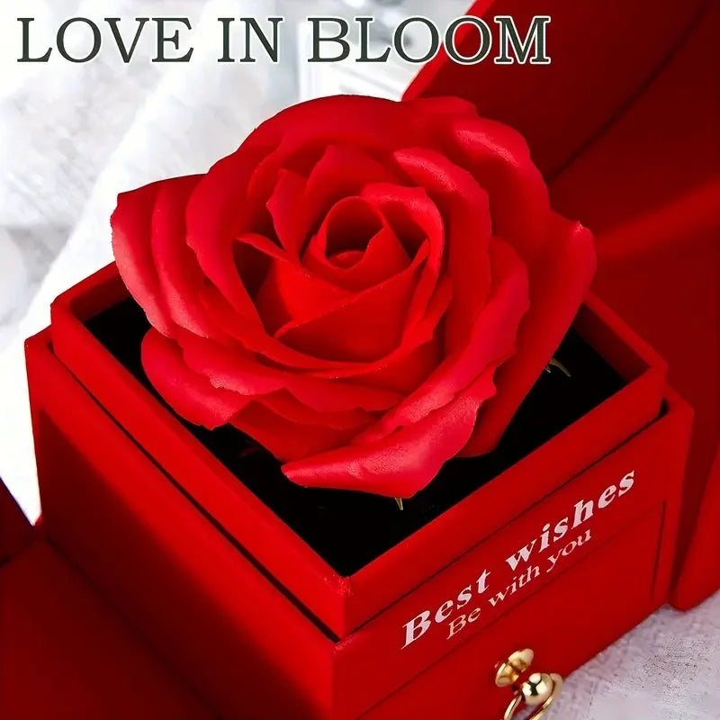 1pcs Luxury Rose Jewelry Box - Valentine's Day, Mother's Day, Eternal Flower Artificial Flower Gift Box Jewelry Box