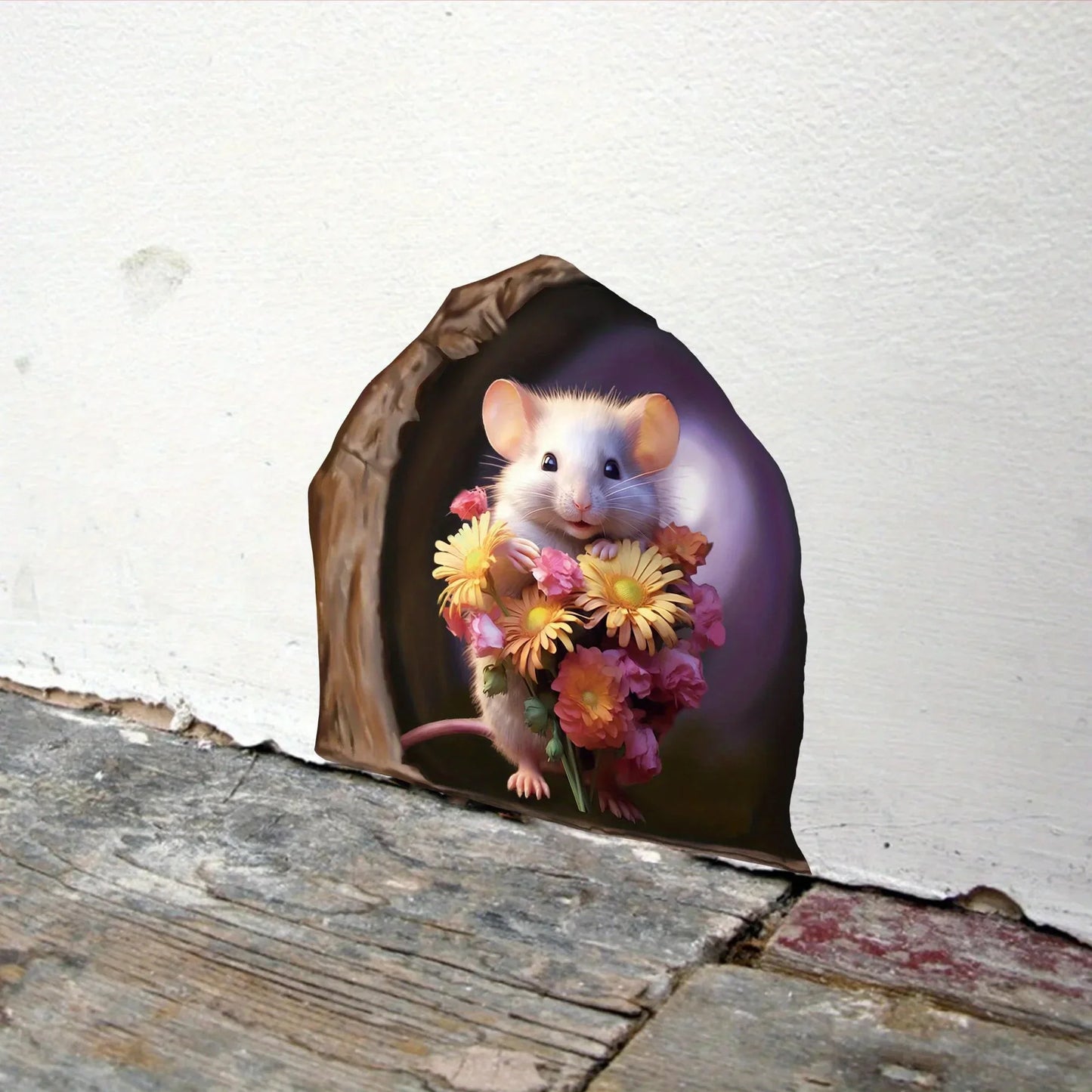 6pcs Different 3D Mouse Hole Wall Stickers for Corner Stairs