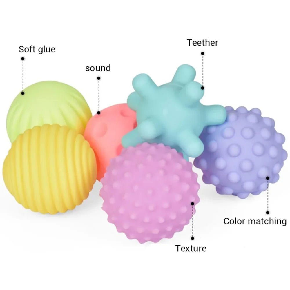 6PCS Textured Sensory Balls for Baby Play 6 12 Months Montessori Activity Soft Multi Ball Shower Toys Children Best Gift