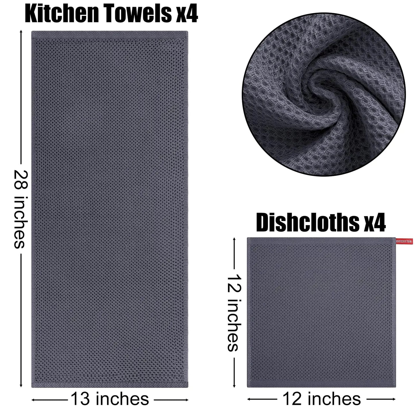 Olanly Kitchen Towel 100% Cotton Dishcloth Waffle Weave Kitchen Cloth Super Absorbent Quick Drying Wash Cloth Home Cleaing Towel