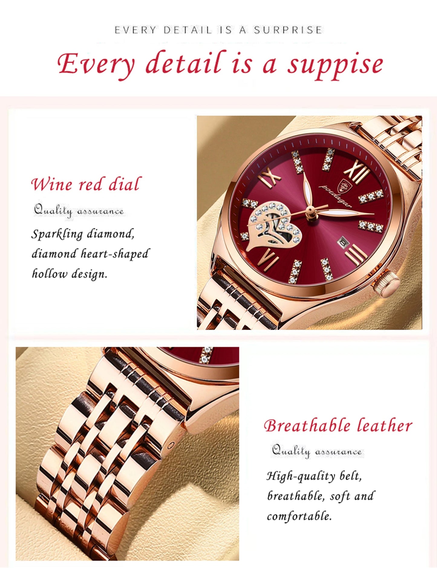 POEDAGAR Exquisite Luxury Watches For Women Waterproof Luminous Date Stainless Steel Casual Woman Wristwatch Quartz Ladies Watch