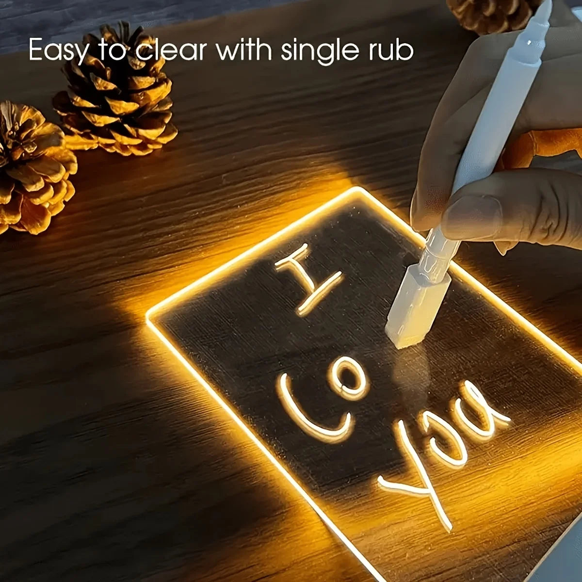 1 PC 3D Night Light DIY Writing Board Acrylic Intelligent White Base with Handwriting Pen Message Board Creative Gift Transparen