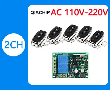 QIACHIP 4CH 433.92MHz Relay Module – DC 5V/12V/24V/48V 10A Wireless Remote Control Switch for EV1527, DC Motor DIY