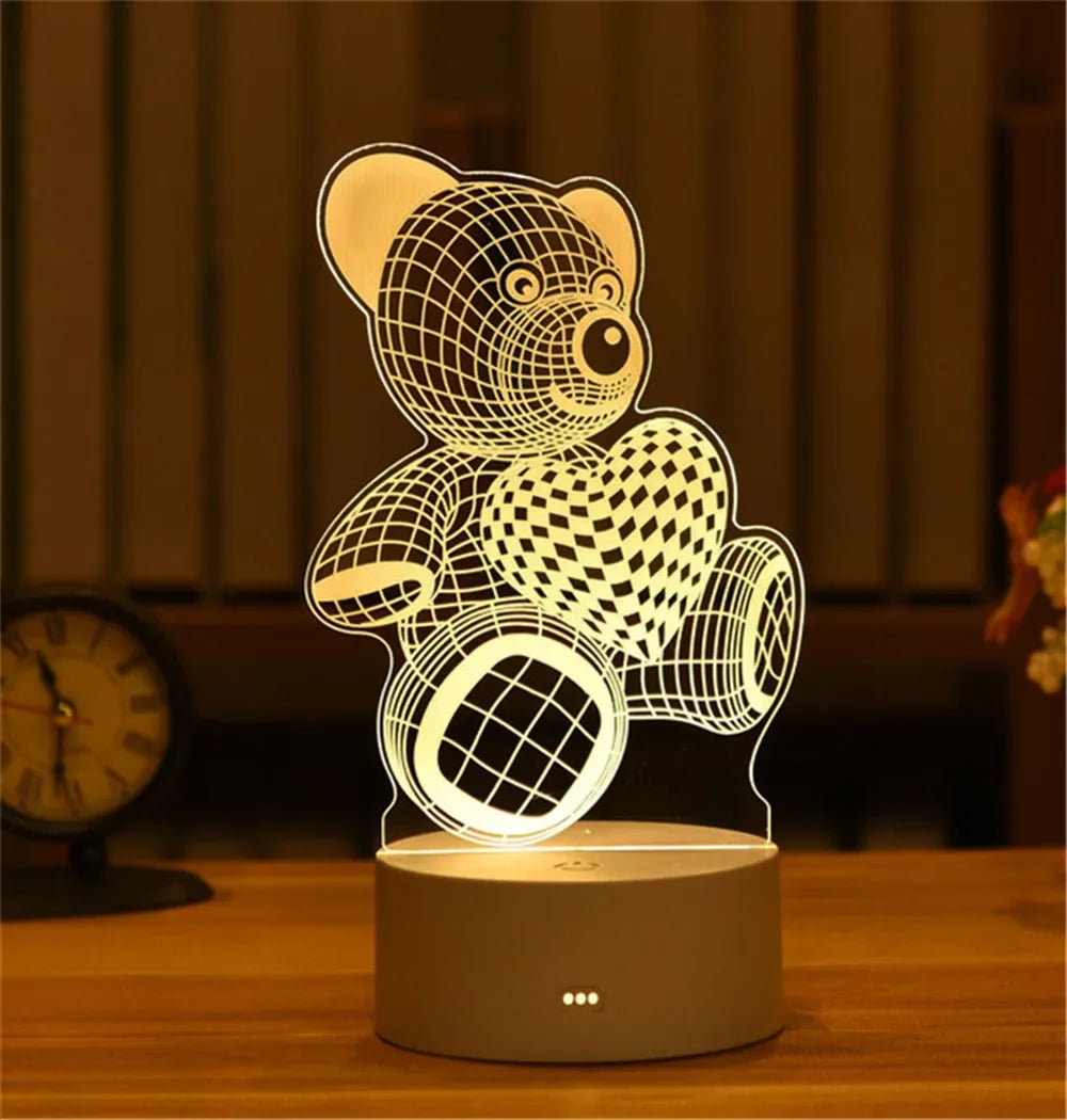 Wedding Birthday Gift Love 3D Acrylic Neon Sign USB Led Lamp Children's Night Lights Table Lamp Valentines Day Bedside Lamp