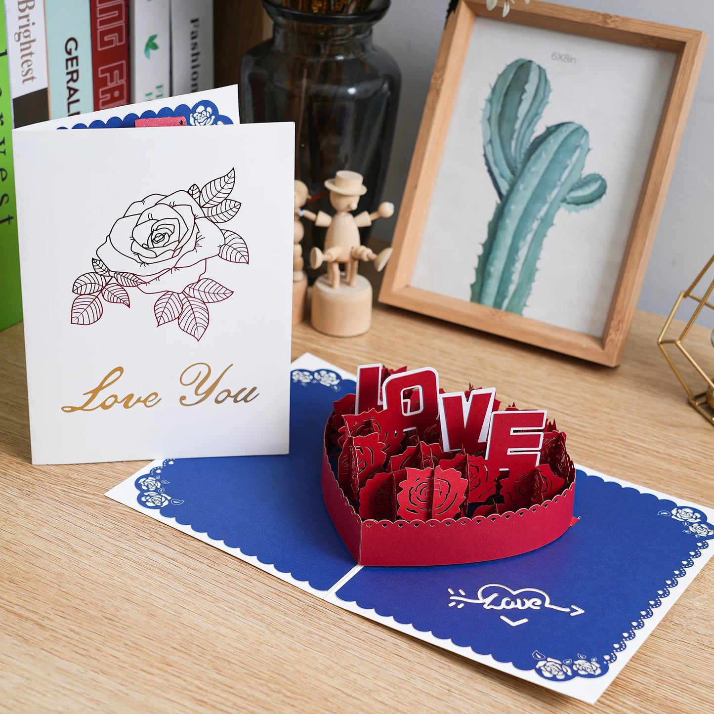 3D Love Pop Up Card for Valentine's Day Wedding Invitations Anniversary Wife Husband