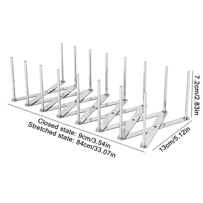 Pot Lid Rack Pan Lid Organiser Retractable Foldable Stainless Steel Plate Dish Holder Shelf Tableware Storage Kitchen Gadgets