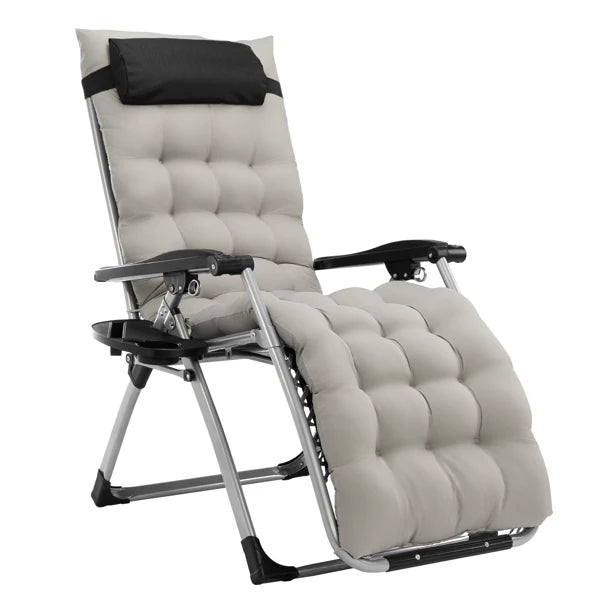 Infinity Zero Gravity Chair with Pad, Patio Chairs with Pillow and Utility Tray Adjustable Folding Recliner for Deck,Patio,Beach