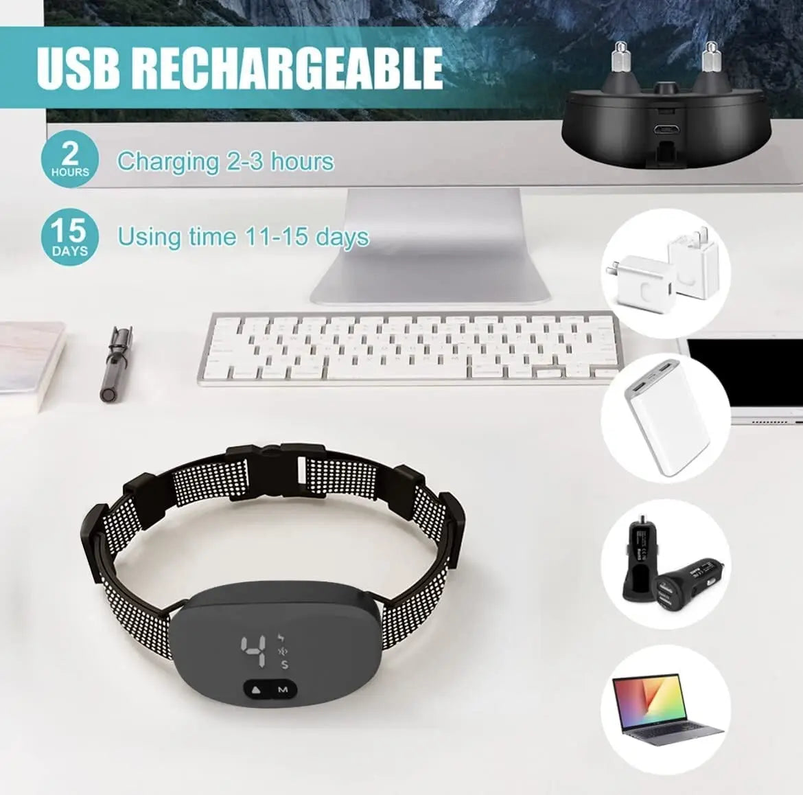 Electric shock Vibration Anti bark dog collar