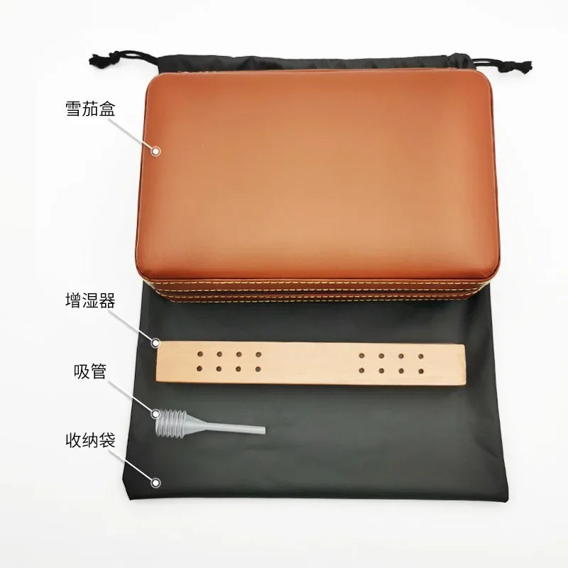 4pcs Humidor Cigar Box Travel Cigar Case orginiser without cutter lighter Leather Cedar Wood Cutter smoking accessories storage