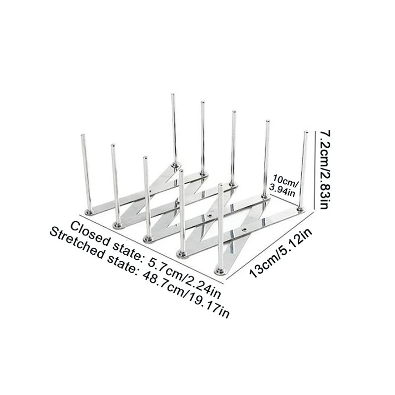 Pot Lid Rack Pan Lid Organiser Retractable Foldable Stainless Steel Plate Dish Holder Shelf Tableware Storage Kitchen Gadgets