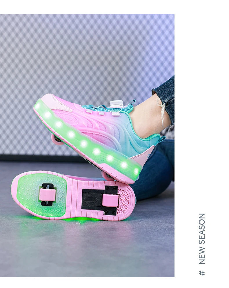 Two Wheels Children's Led Light Roller Skate Shoes