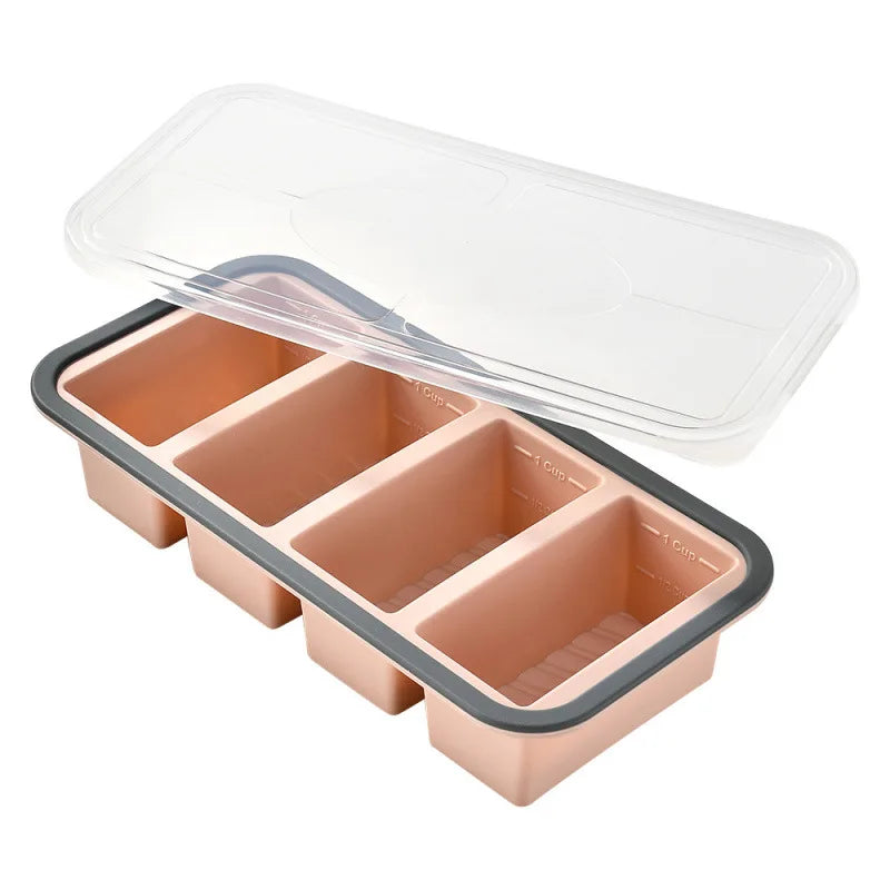 2/3/4 Cavity Silicone Ice Cream Mold with Lid Giant Large Freezer Tray BPA Free Food Storage Container Popsicle Maker Tool DIY