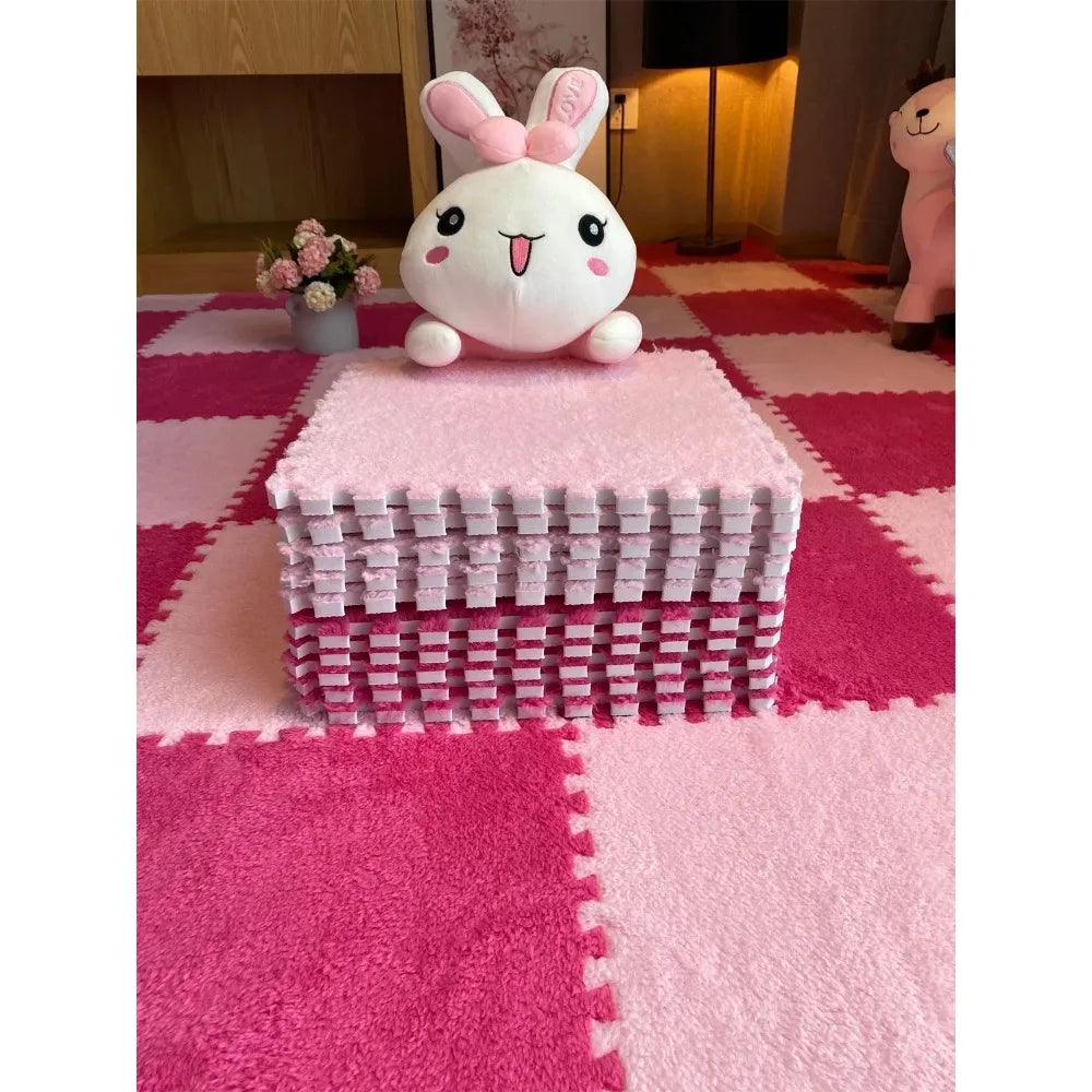 10Pcs Soft Plush Baby Play Mat EVA Foam Puzzle Carpet 30x30cm Children’s Mat Keep Warm for Kids Room Baby Toys Floor Playmat