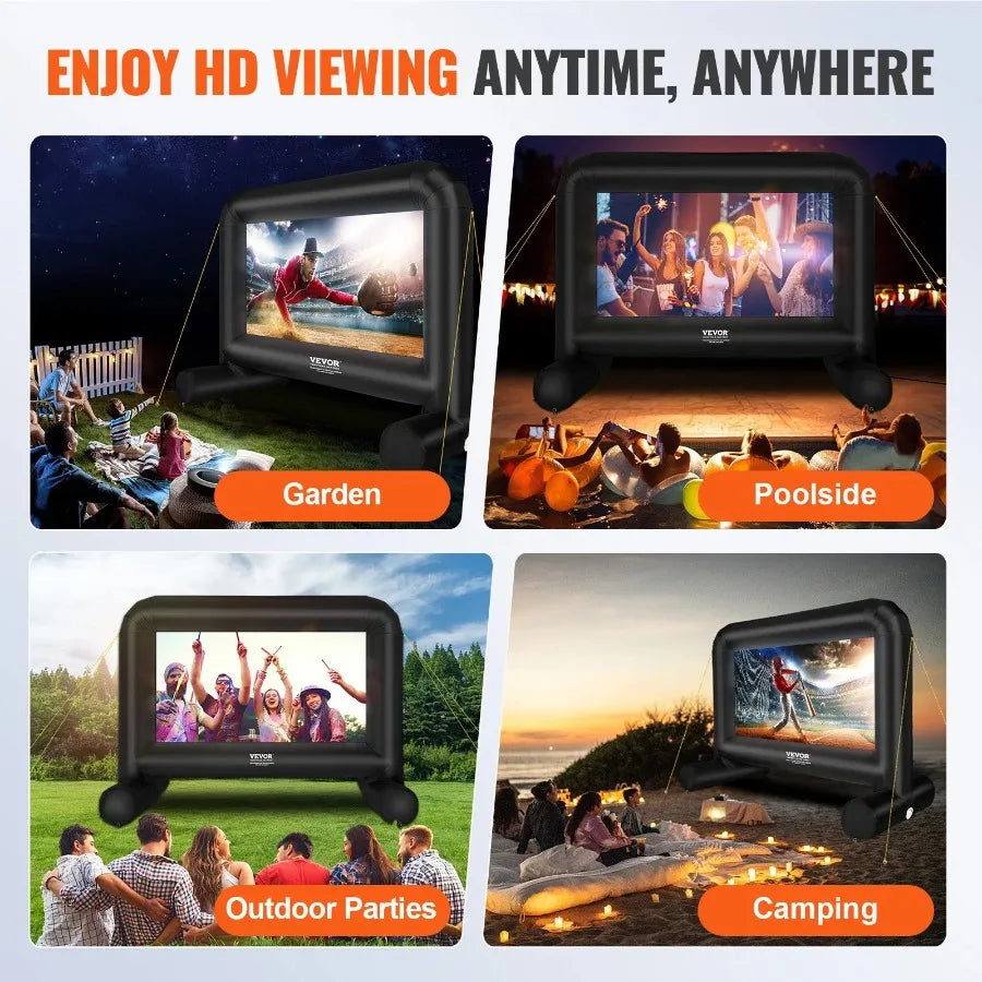 Inflatable Movie Screen 14 FT 168inch Inflatable Projector Screen for Outside with Blower and Carrying Bag Front Rear Projecti